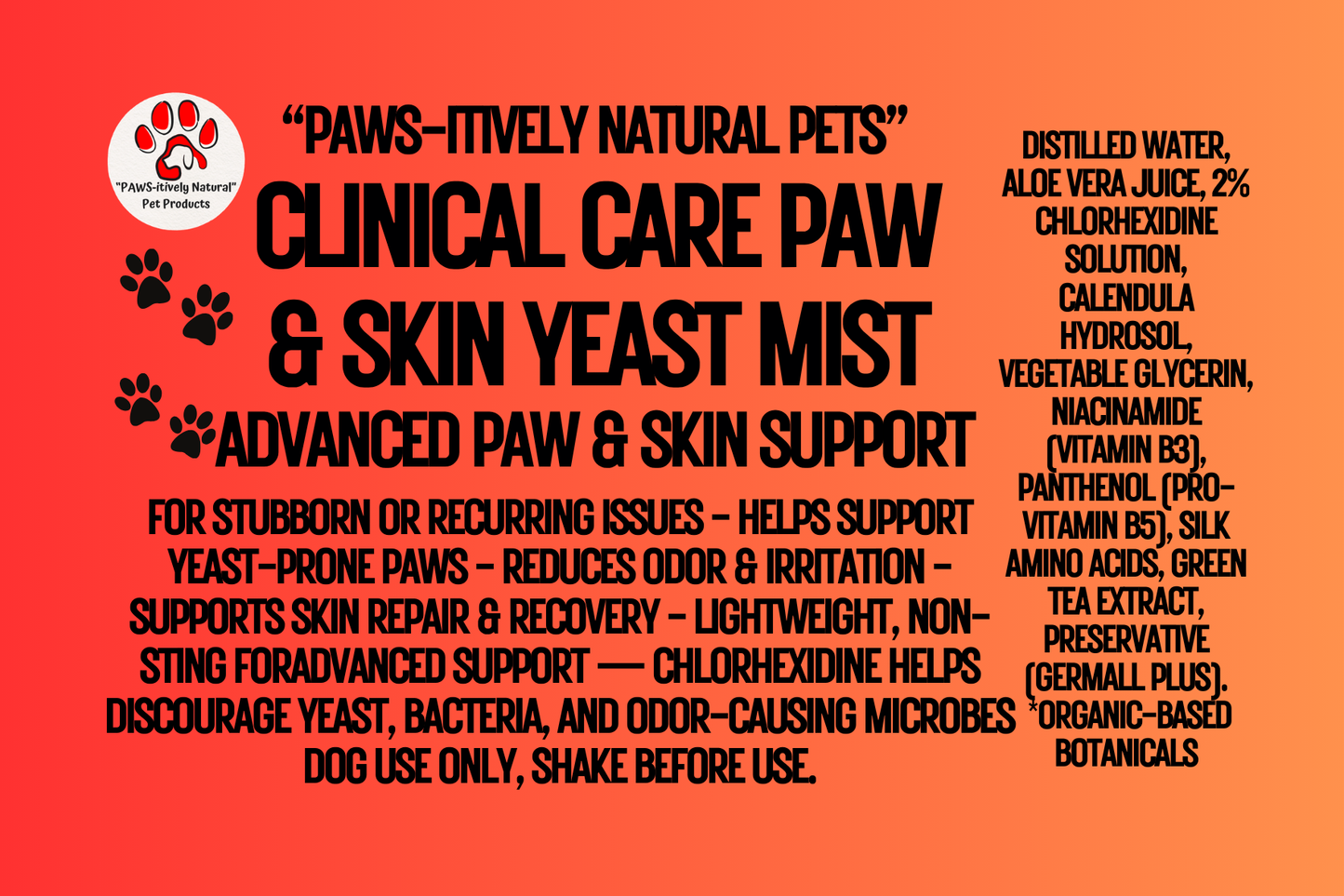 Clinical Care Paw Mist - Advanced Support for Problem Skin and Yeasty Paws
