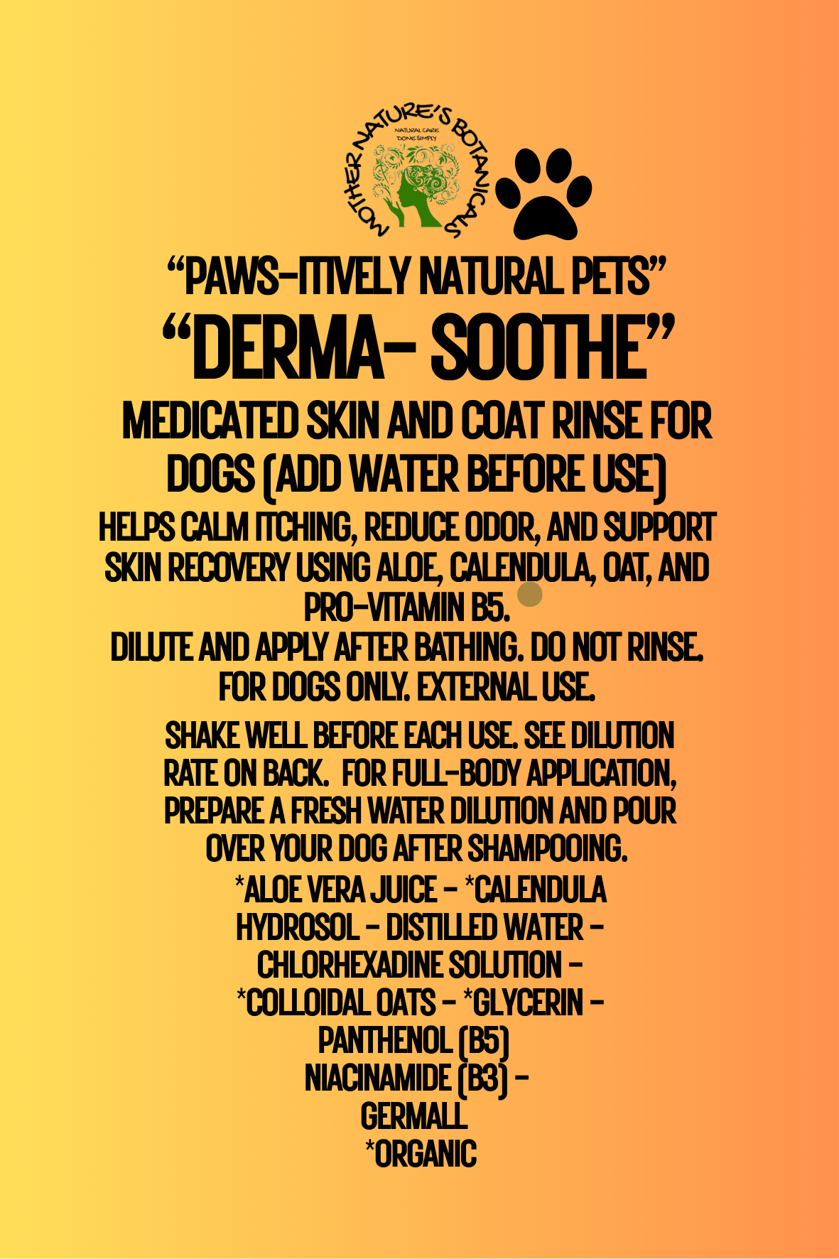 Derma-Soothe - Advanced Skin and Coat Rinse for Dogs (concentrate)