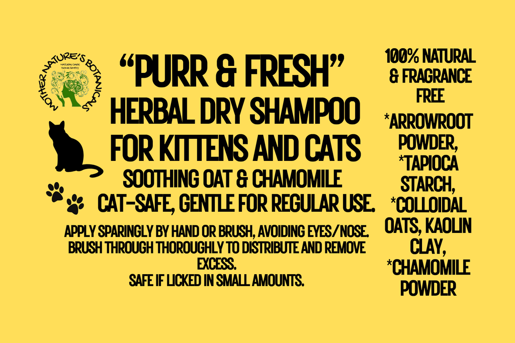 "PAWS-itively Natural Pets" "Purr and Fresh" Dry Shampoo for Cats & Kittens with Colloidal Oats