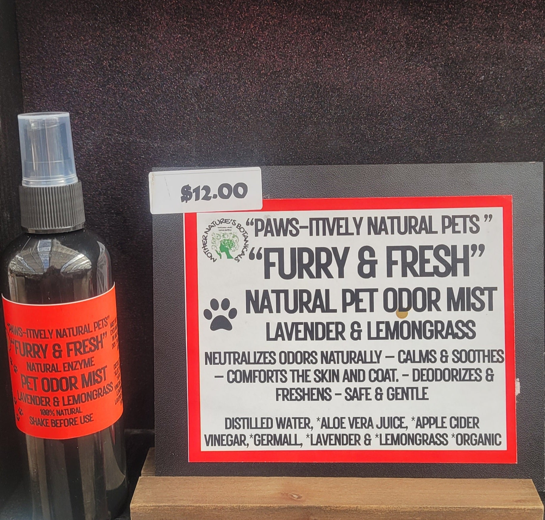 "PAWS-itively Natural Pets" "Furry and Fresh" Natural Deodorizer for Pets
