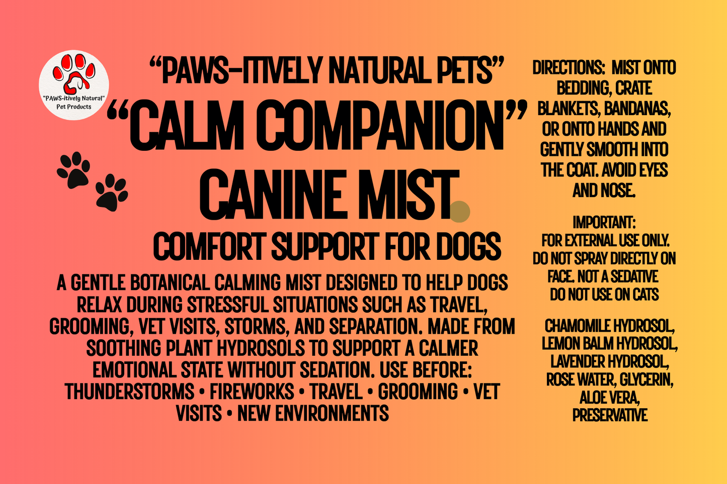 Calm Companion  - Botanical Calming Mist for Dogs