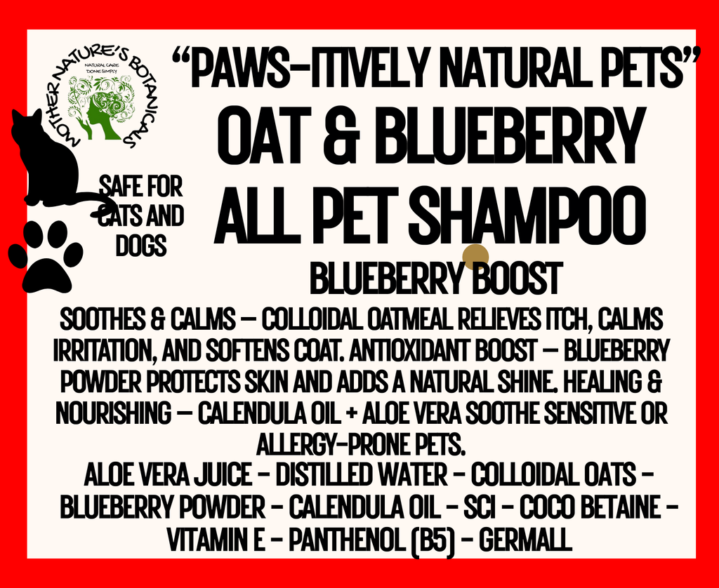 "PAWS-itively Natural Pets" "Oat & Blueberry All Pet Shampoo", Safe for Kittens and Puppies