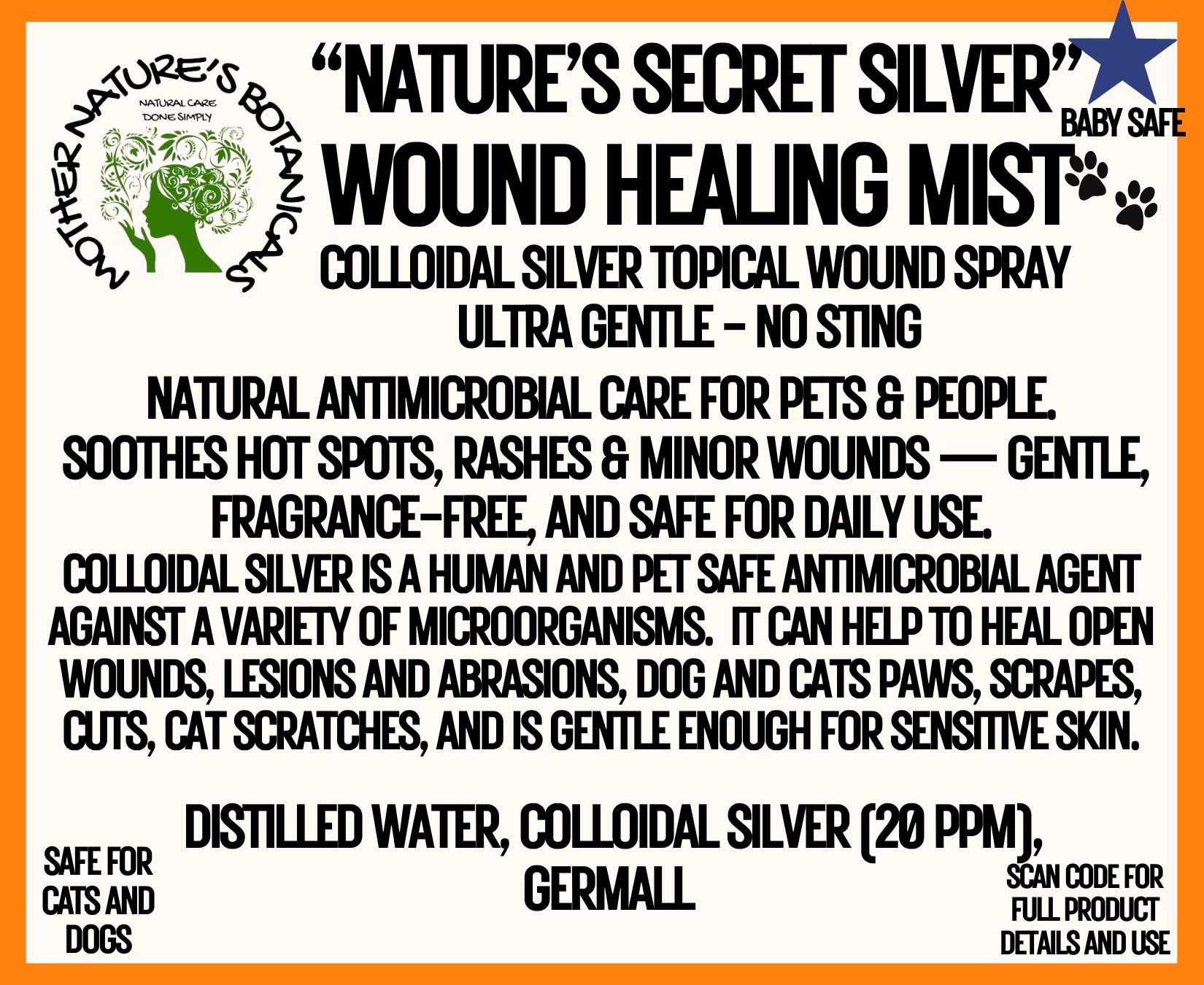 "Nature's Secret Silver" Colloidal Silver Wound Spray for People and Pets